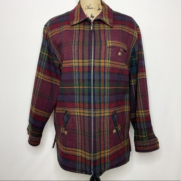 Talbots VTG Plaid Wool Coat - Picture 1 of 8